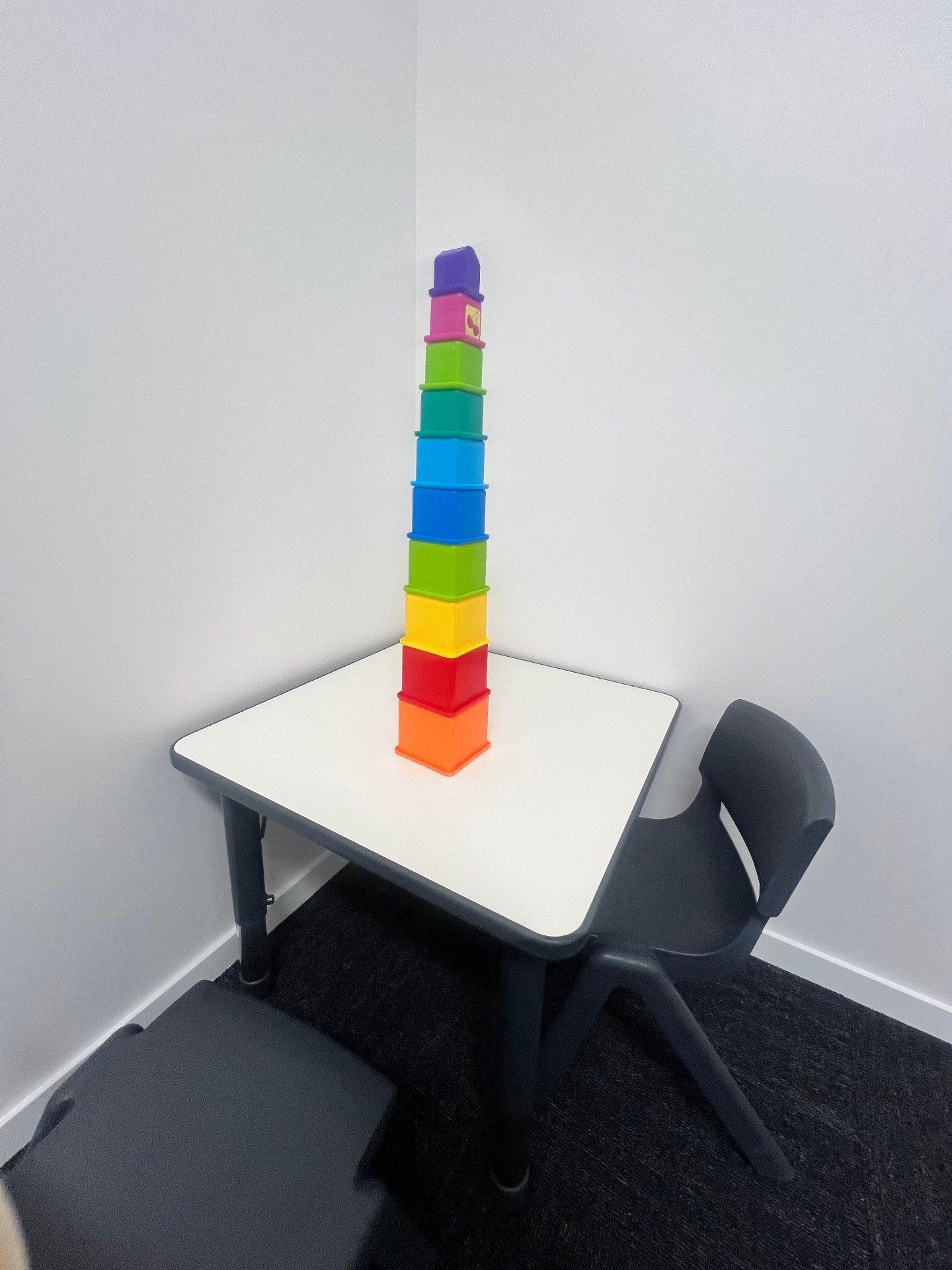 Child playing with therapy materials at home