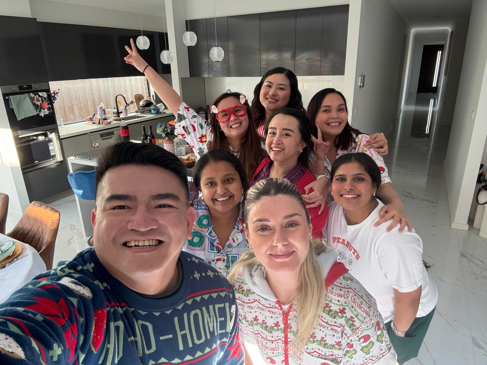 Team selfie in kitchen